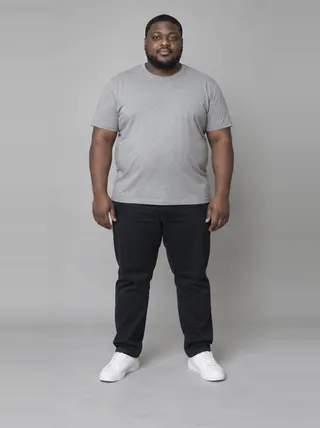 Kwabena, an Aaina AI studio model: Man, 34 · Black · Plus size