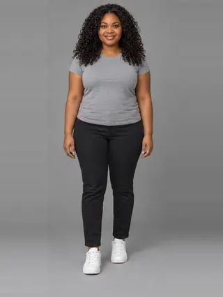 Tasha, an Aaina AI studio model: Woman, 28 · Black · Plus size
