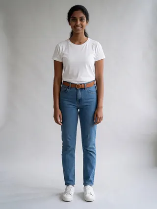Meera, an Aaina AI studio model: Woman, 25 · South Asian · Slim