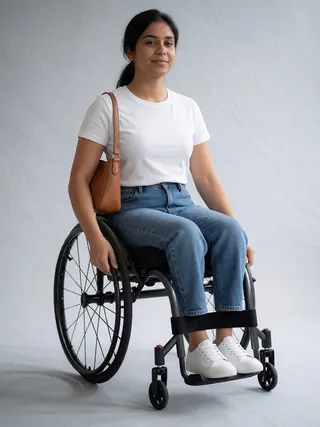 Riya, an Aaina AI studio model: Woman, 28 · South Asian · Average