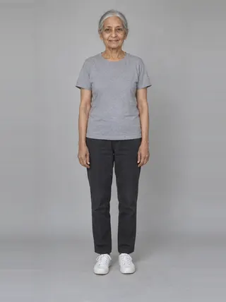 Bina, an Aaina AI studio model: Woman, 66 · South Asian · Slim