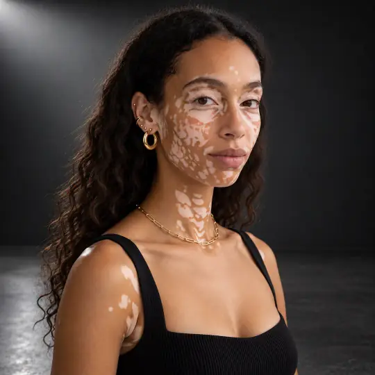 Zara, an Aaina model, wearing the gold hoops in the Charcoal Premium Studio scene
