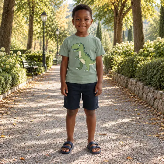 Jayden, an Aaina model, wearing or holding the kids' outfit in the Park Path scene
