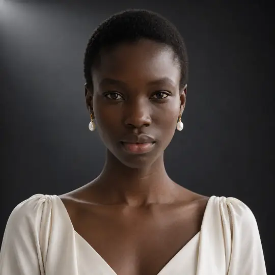 Nia, an Aaina model, wearing or holding the earrings in the Charcoal Premium Studio scene
