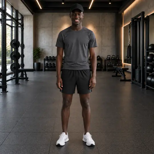 Malik, an Aaina model, in the activewear example, Modern Gym scene