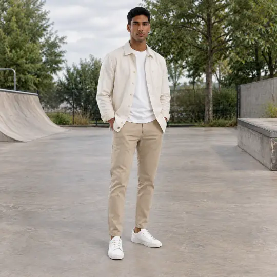 Rehan, an Aaina model, wearing or holding the sneakers in the Skate Park scene